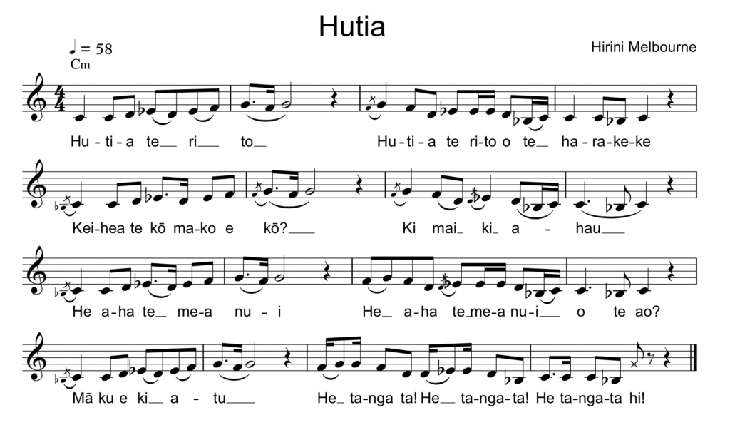 MENZA Waiata – ‘Hutia’ by Hirini Melbourne. - Menza